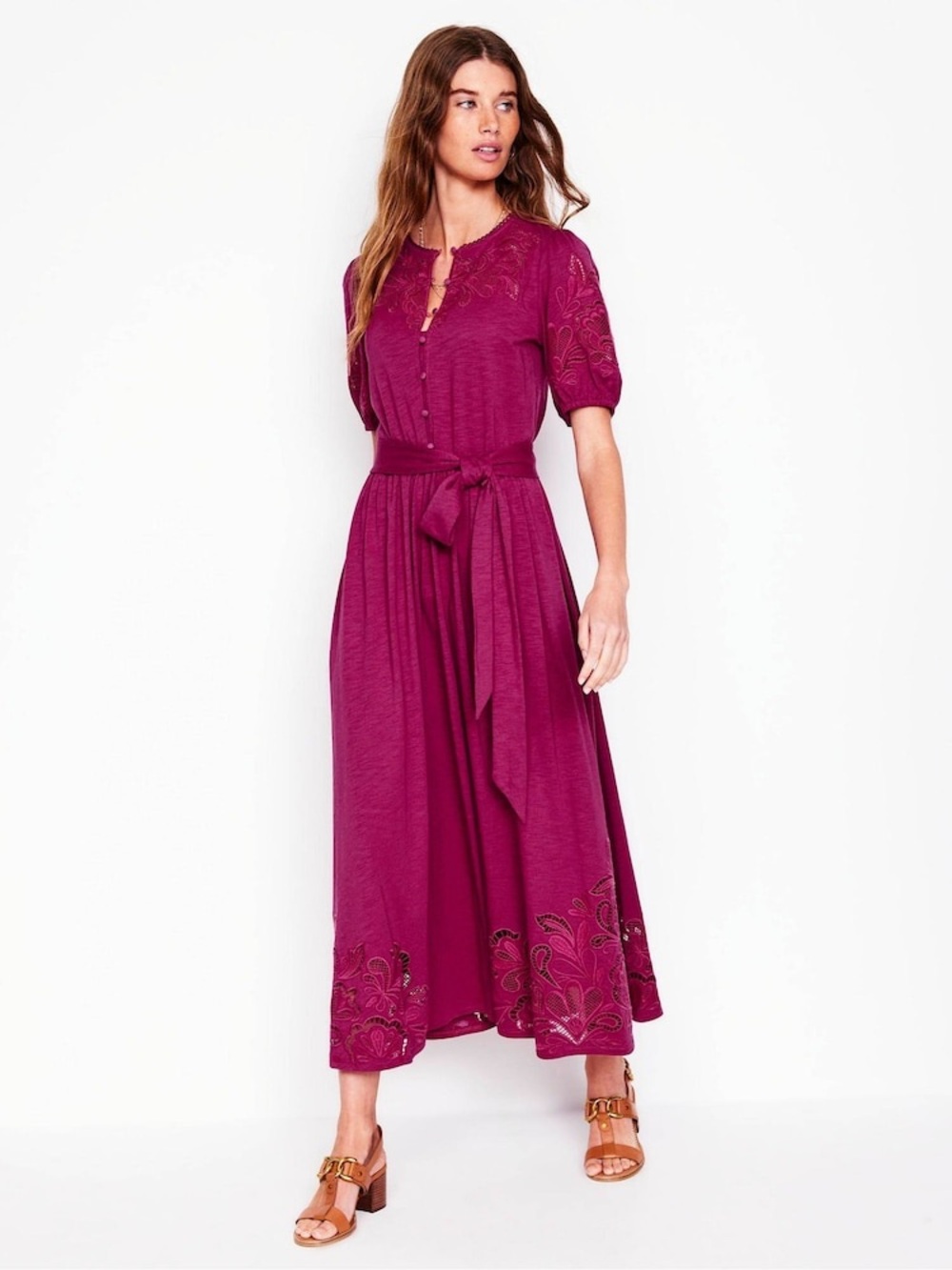 Boden Purple Cutwork Detail Mini Dress